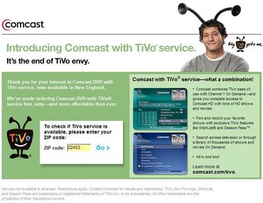 Comcast's TiVo customer page
