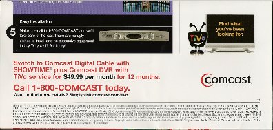 Comcast TiVo mailer inside 3