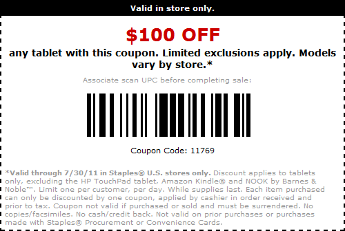 Staples Tablet Coupon