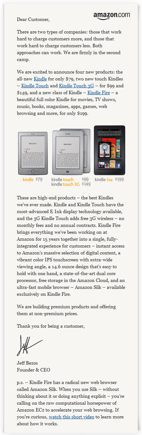 Amazon Kindle Announcement