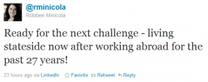Robbee Minicola Twitter US Move
