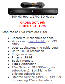WeaKnees TiVo Premiere Elite Pre-Order 10/10/11