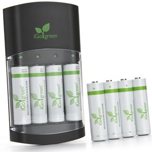 iGo Battery Charger with 8 Rechargeable Batteries